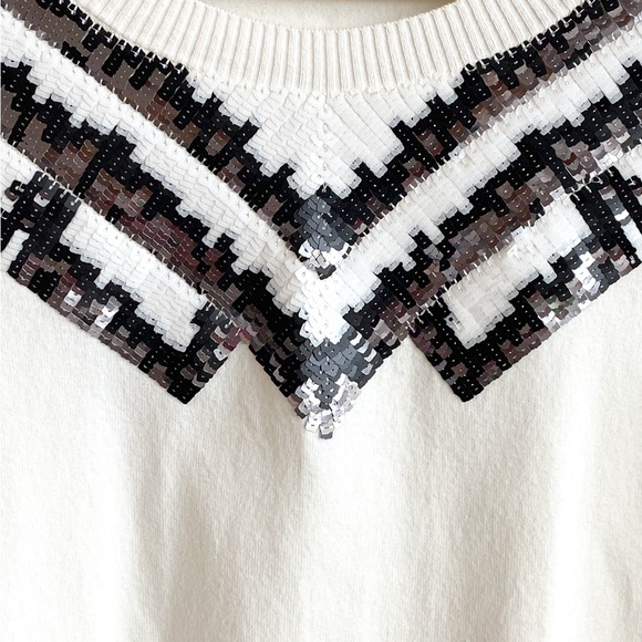 Express Sequin Sweater | Cream Knit | Quiet Luxury | Women’s Small - Picture 6 of 7